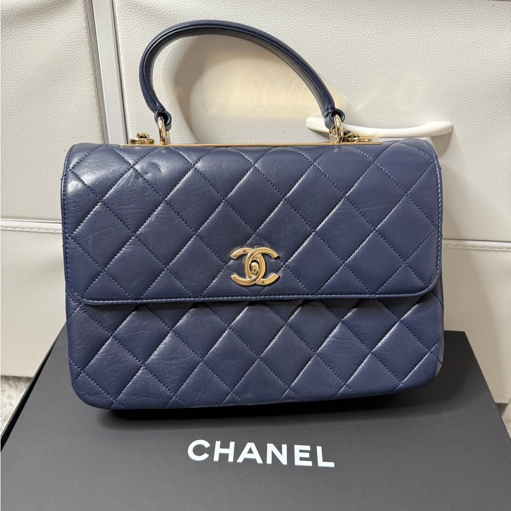 Chanel Navy Blue Quilted Handbag